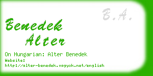 benedek alter business card
